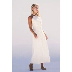 Free People Free Est Made For Me Midi Dress Halter Smocked Cotton White M 289017